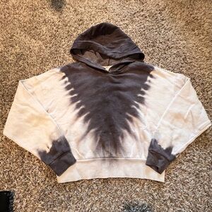 Hippie Rose grey Tie-Dye longer crop Hoodie